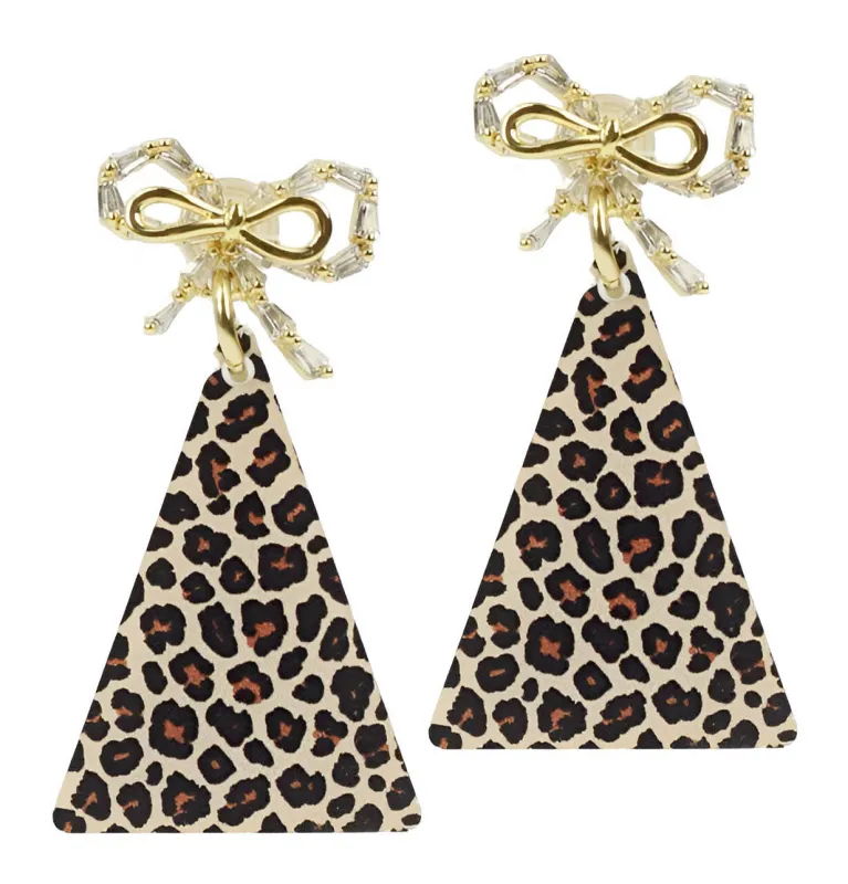Glam Christmas Tree Earring - Cheetah made by Bourbon and Bowties