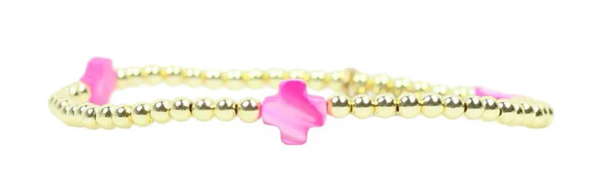Ella Stacker Stretch Bracelet - Pink Swirl Cross sold by Bourbon and Bowties