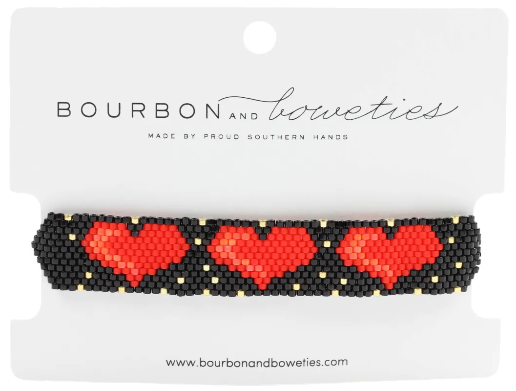 Black Heart Beaded Adjustable Bracelet sold by Bourbon and Bowties