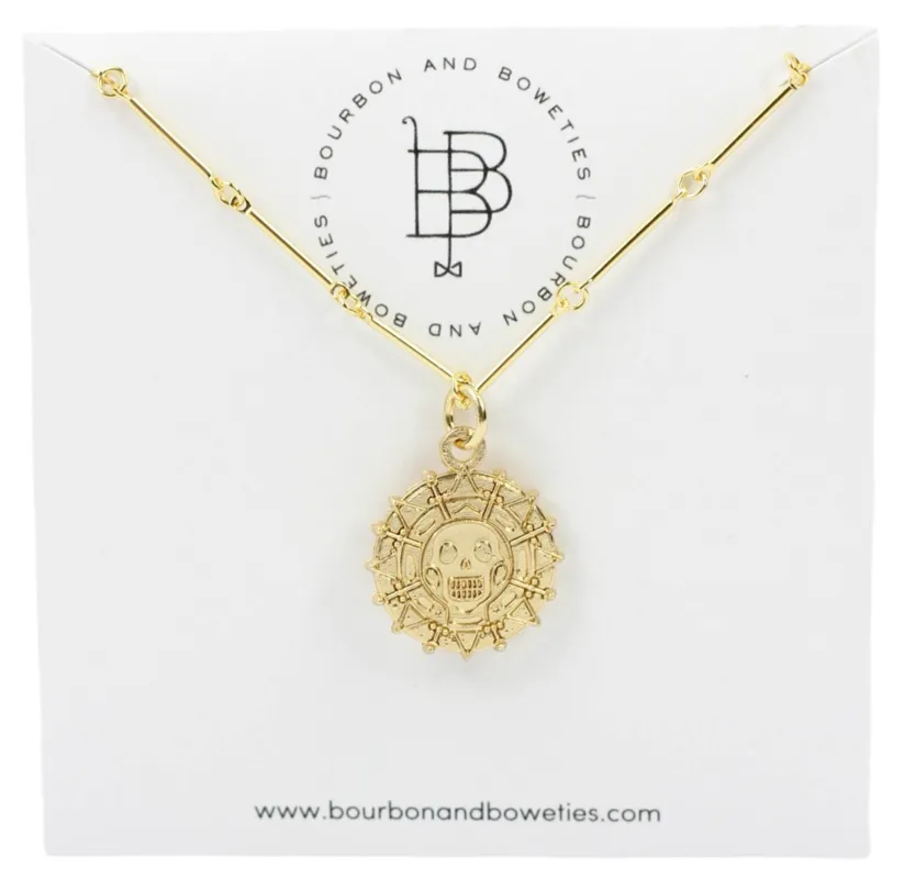 The Skull Medallion Necklace sold by Bourbon and Bowties