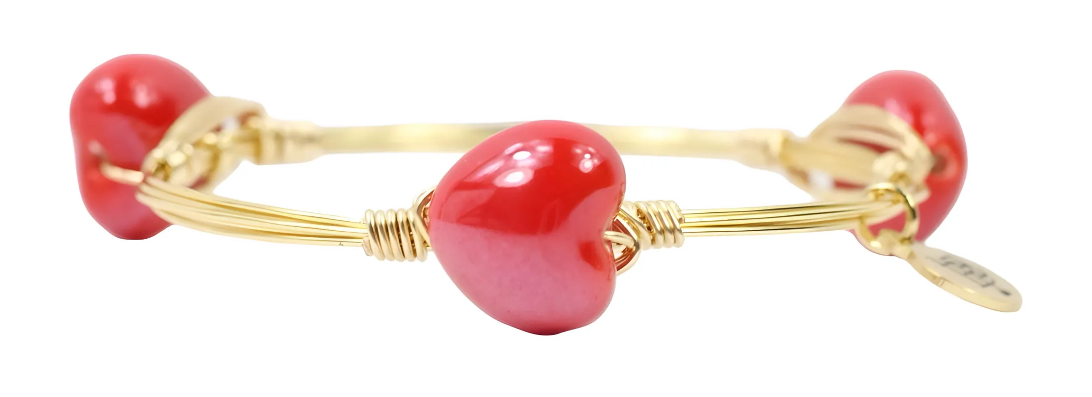 The Bubble Heart Bangle Bracelet - Red sold by Bourbon and Bowties