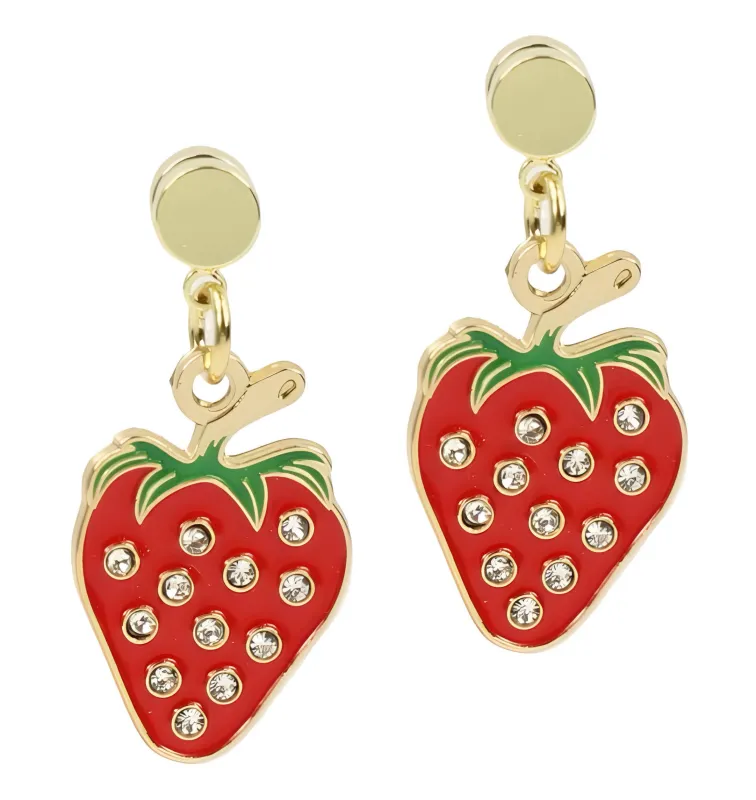 Rhinestone Strawberry Earring - Red sold by Bourbon and Bowties
