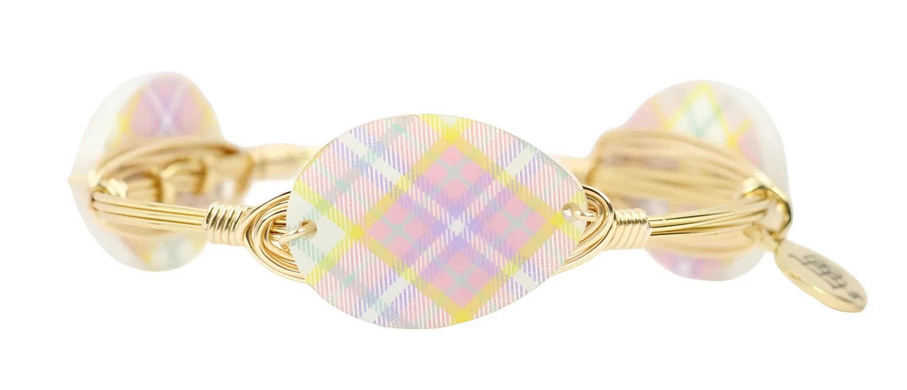 The Plaid Egg Bangle Bracelet - Lilac made by Bourbon and Bowties