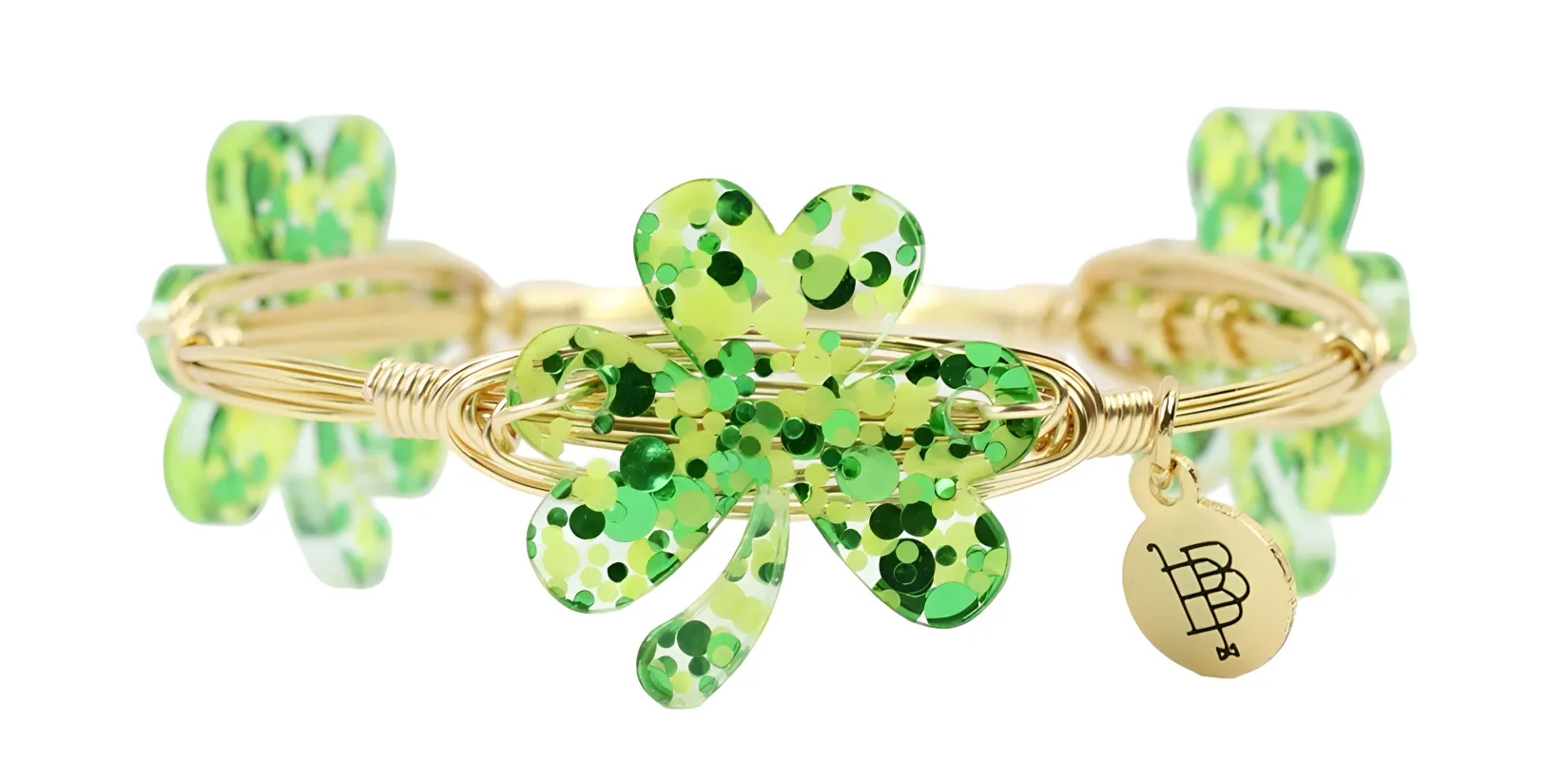 The Shamrock Bangle Bracelet - Green Glitter sold by Bourbon and Bowties