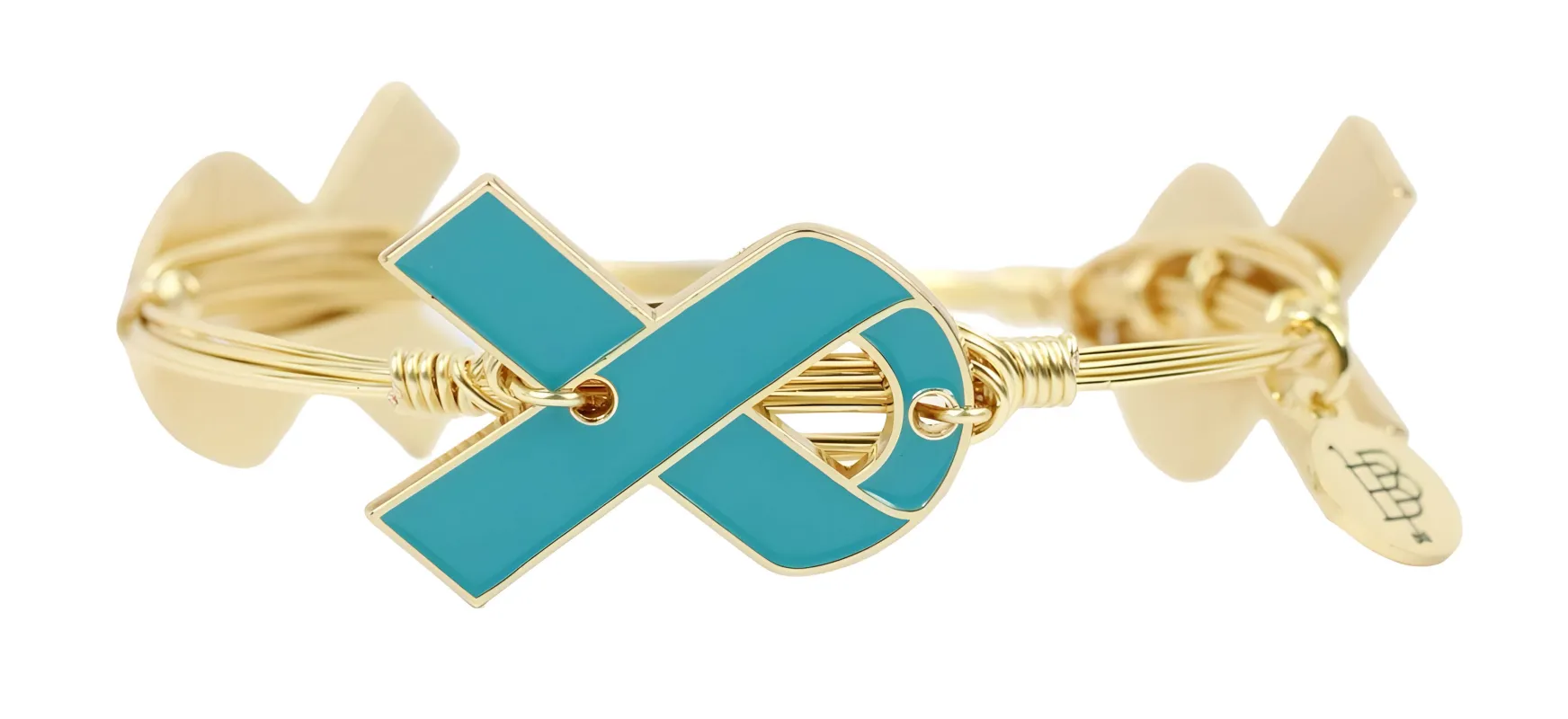 Awareness Ribbon Bangle Bracelet - Teal sold by Bourbon and Bowties
