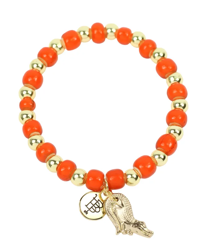 Annie Stacker Bracelet - Orange with Gator Charm sold by Bourbon and Bowties