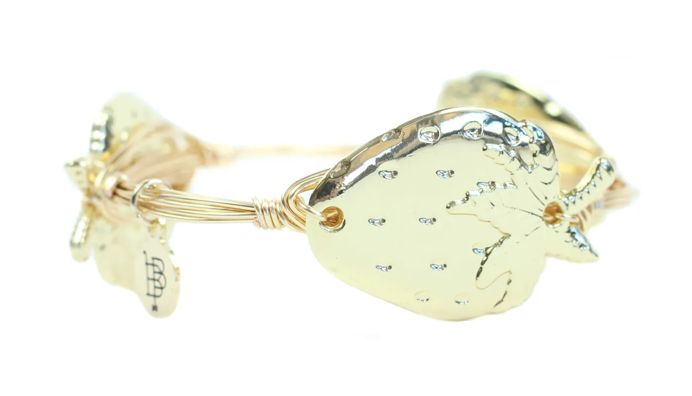 The Golden Strawberry Bangle Bracelet made by Bourbon and Bowties