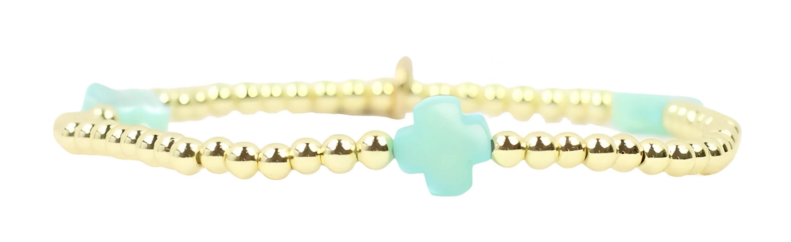 Ella Stacker Stretch Bracelet - Aqua Cross made by Bourbon and Bowties