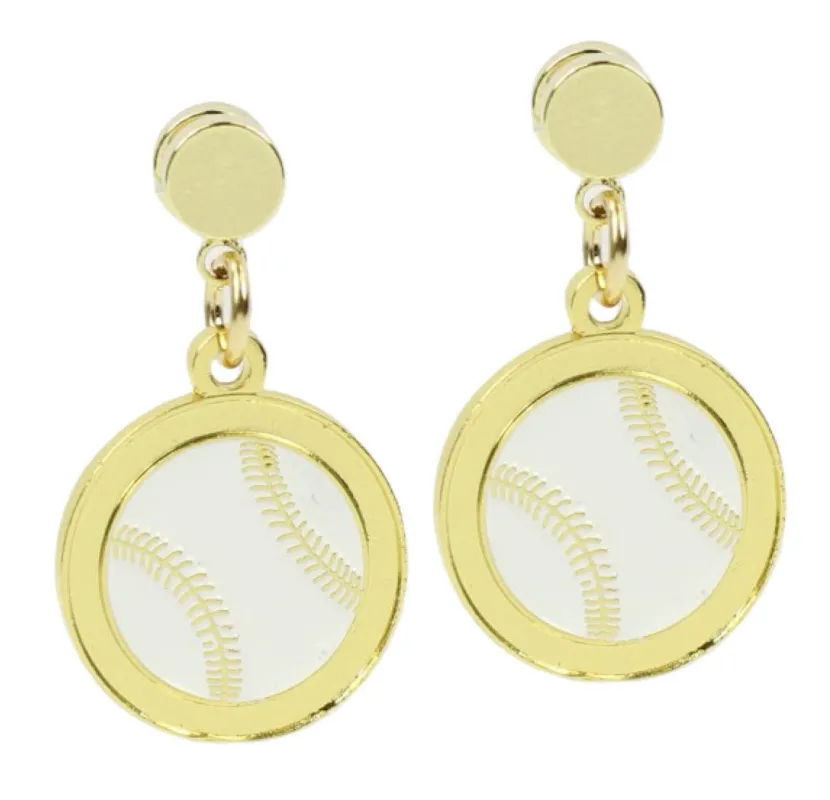 Baseball Earring made by Bourbon and Bowties