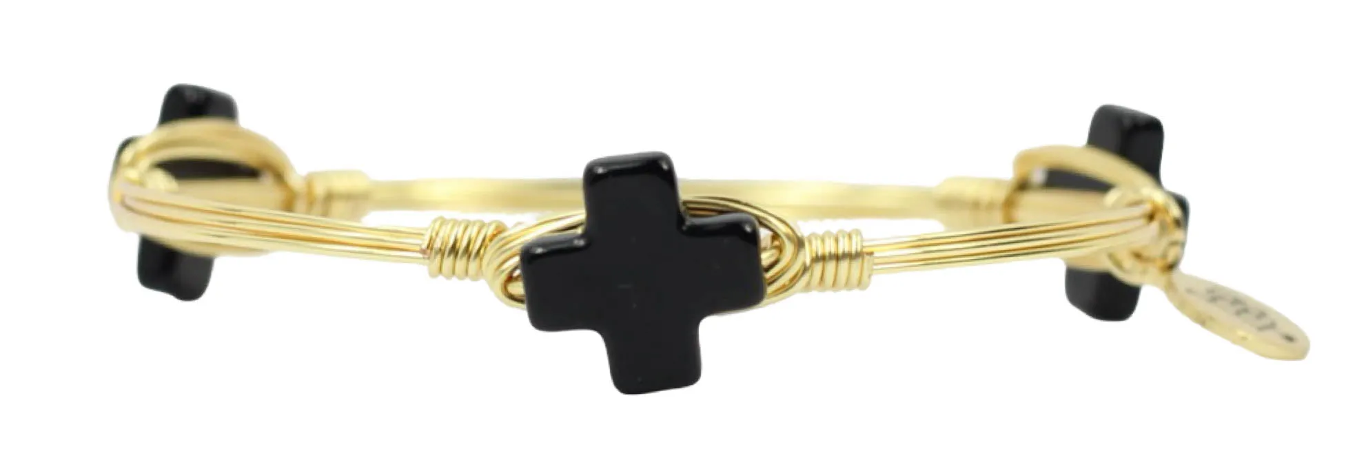 The Cross Bangle Bracelet - Black sold by Bourbon and Bowties