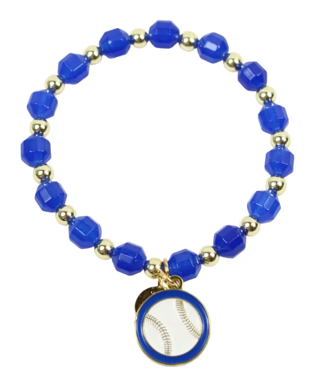 Annie Stacker Bracelet - Blue Baseball made by Bourbon and Bowties
