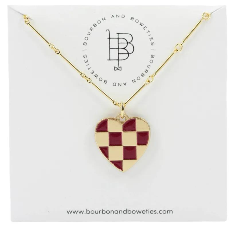 The Gameday Heart Necklace - Garnet + Gold made by Bourbon and Bowties