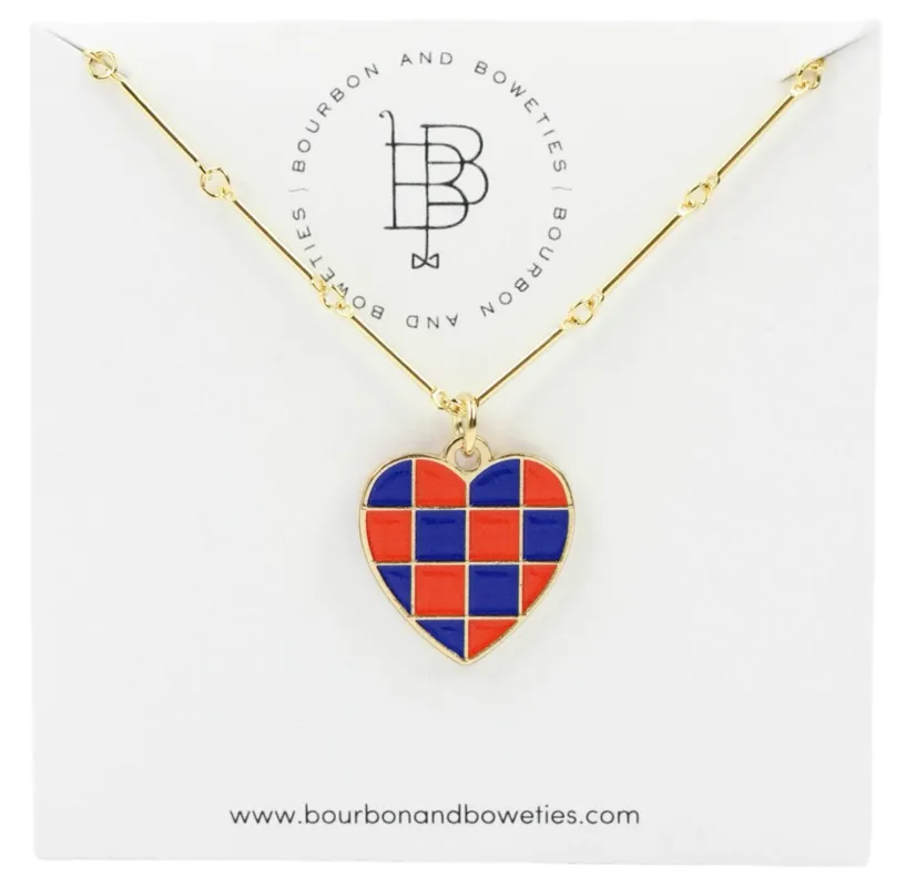 The Gameday Heart Necklace - Orange + Blue made by Bourbon and Bowties
