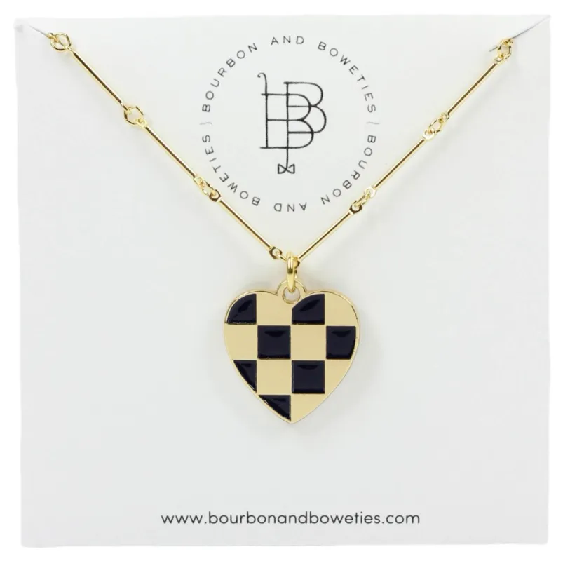 The Gameday Heart Necklace - Navy + Gold made by Bourbon and Bowties