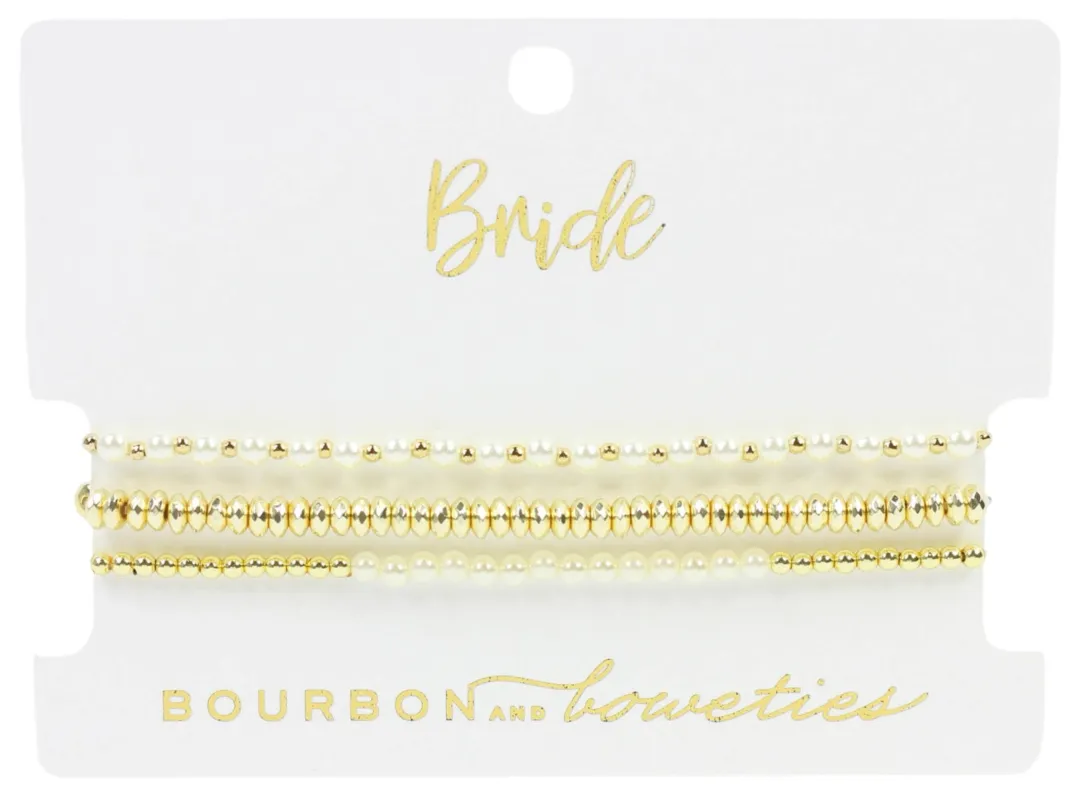 The Bride Stretchy Stack - Pearl Bar made by Bourbon and Bowties