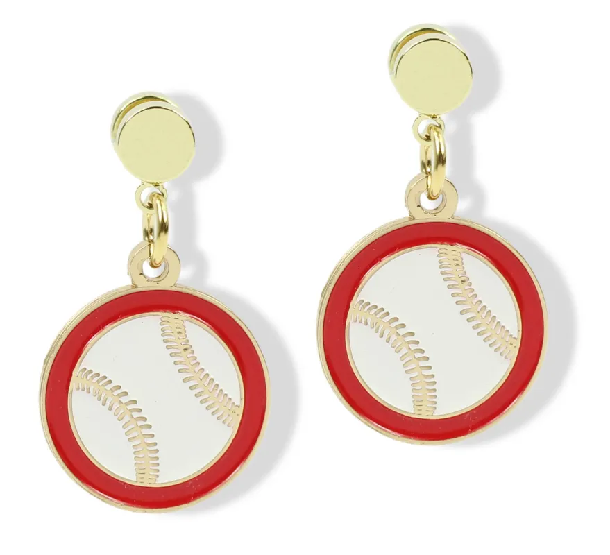 Baseball Earring - Red made by Bourbon and Bowties