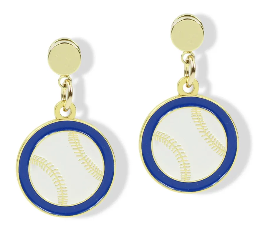 Baseball Earring - Blue made by Bourbon and Bowties