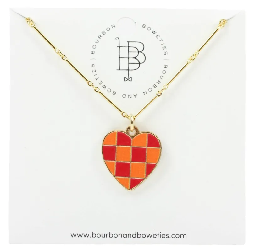 The Gameday Heart Necklace - Creamsicle + Red made by Bourbon and Bowties