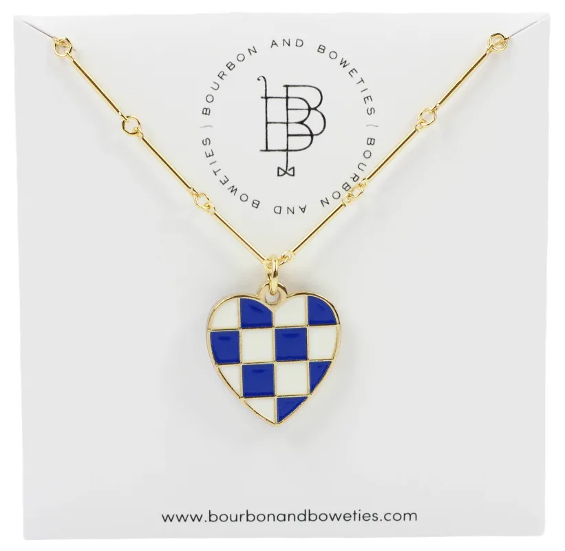 The Gameday Heart Necklace - Royal Blue + White made by Bourbon and Bowties