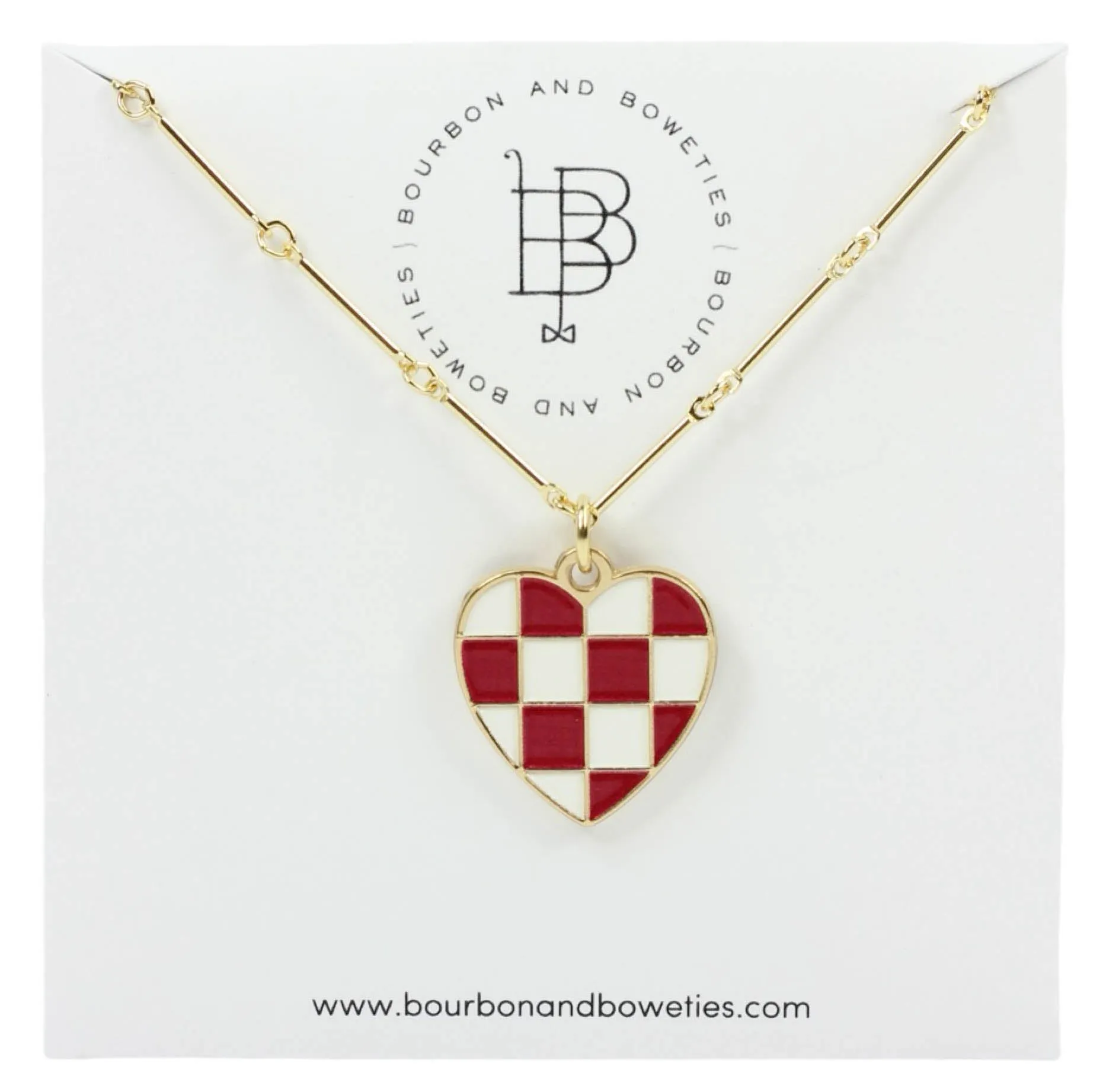 The Gameday Heart Necklace - Crimson sold by Bourbon and Bowties