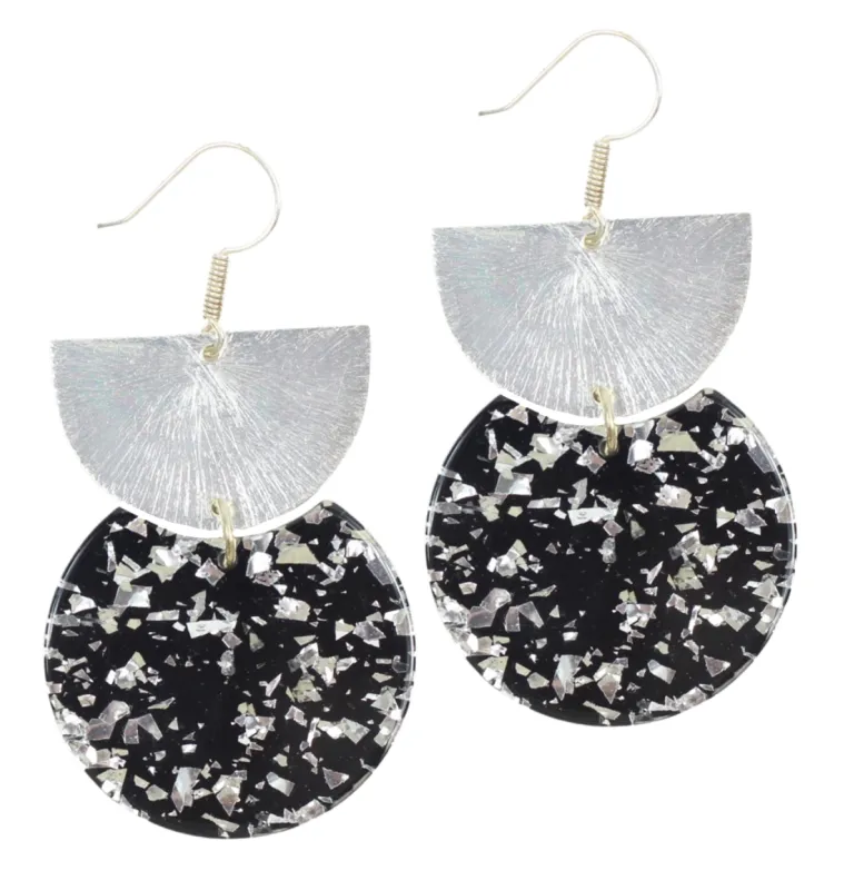 The Skylar Earring - Black + Silver made by Bourbon and Bowties