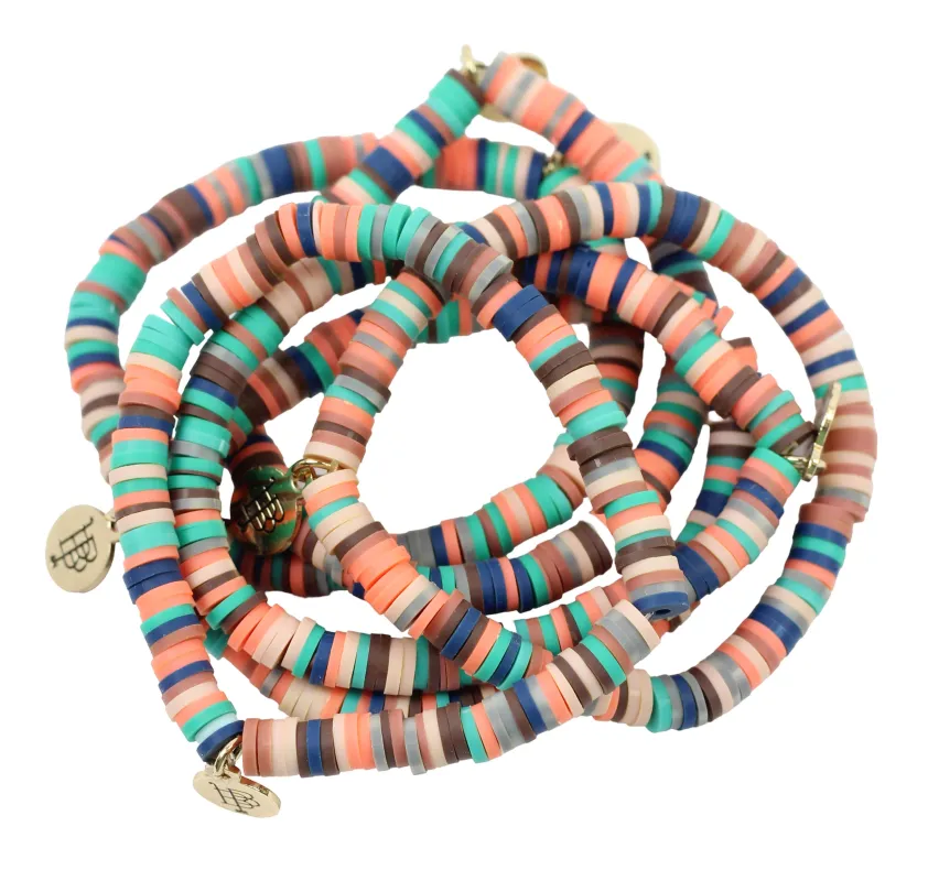 Stacker Stretch Bracelet - Retro Beach Vinyl made by Bourbon and Bowties