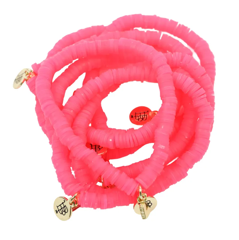 Stacker Stretch Bracelet - Neon Pink Vinyl made by Bourbon and Bowties