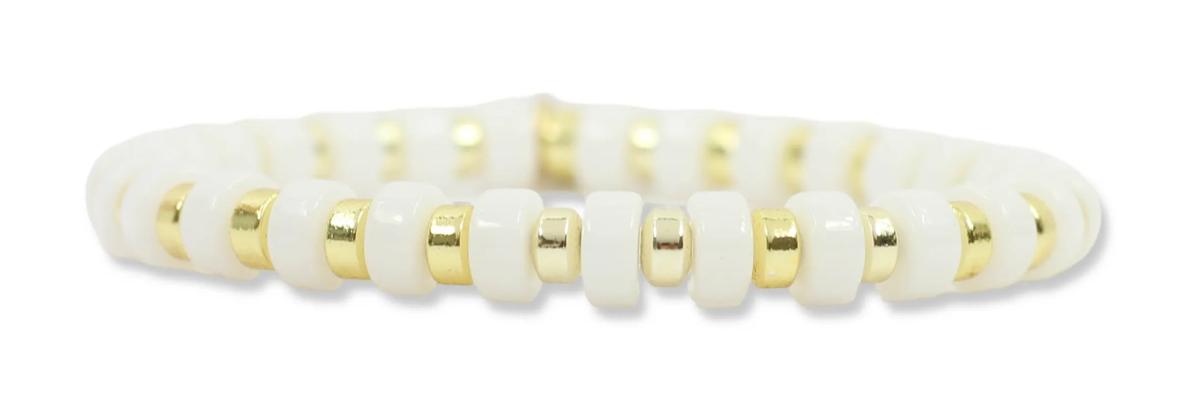 Gigi Stretch Bracelet - White Disc made by Bourbon and Bowties