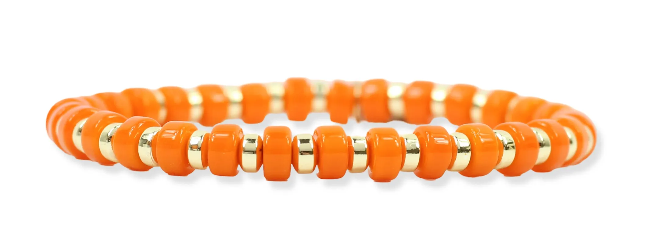 Gigi Stretch Bracelet - Orange Disc made by Bourbon and Bowties