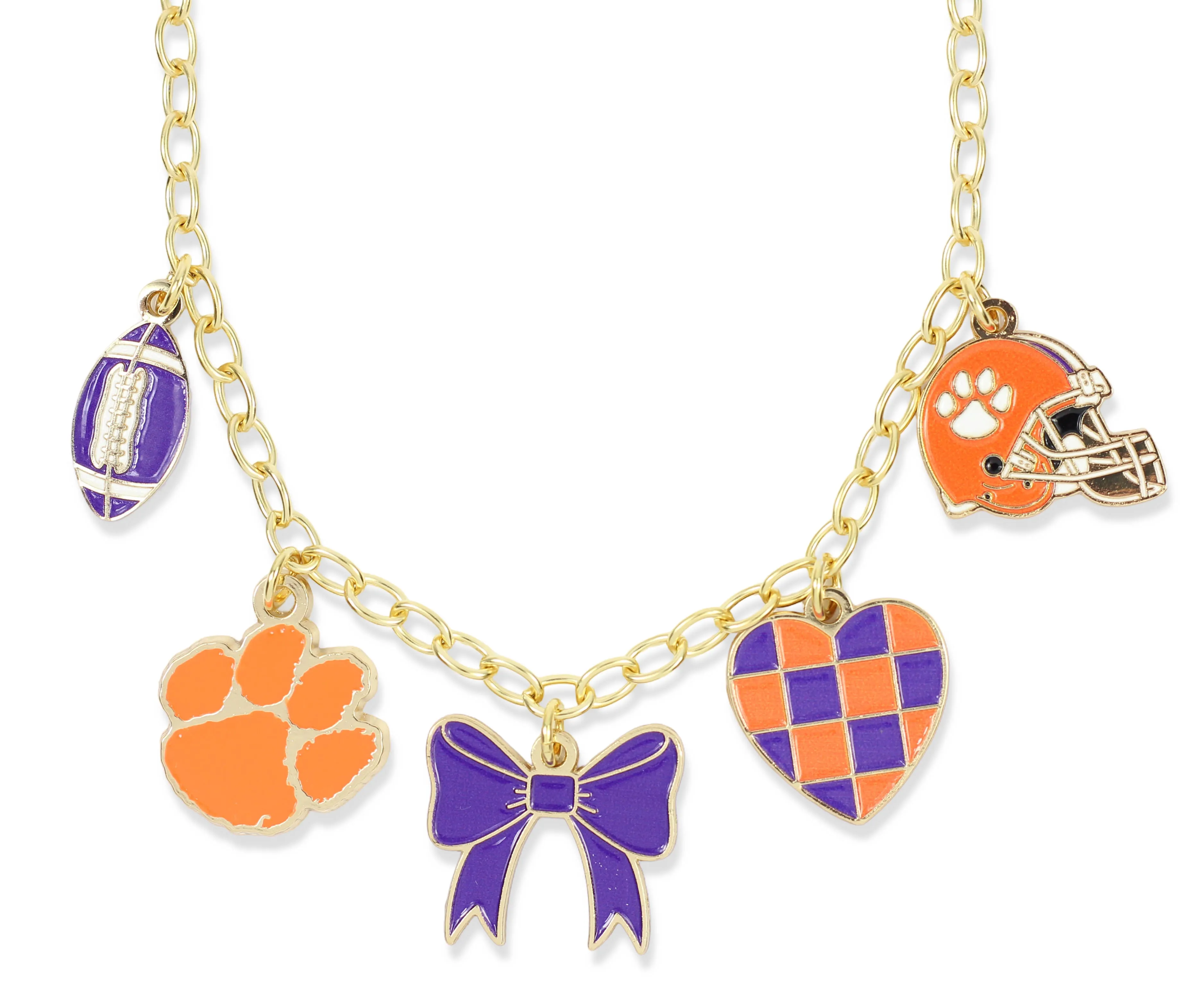 Gameday Charm Necklace - Clemson Tigers sold by Bourbon and Bowties