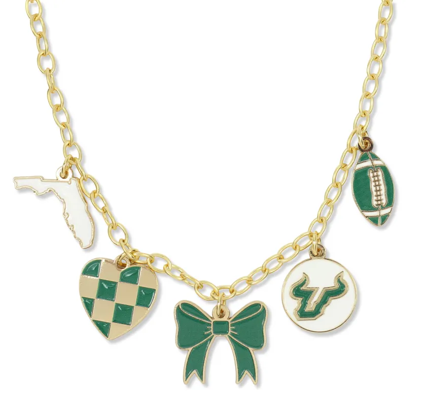 Gameday Charm Necklace - USF Bulls made by Bourbon and Bowties