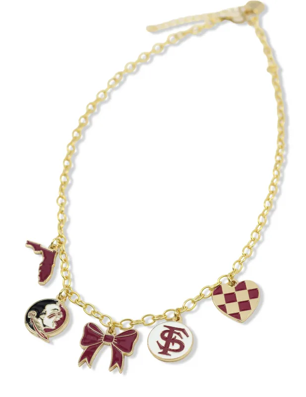 Gameday Charm Necklace - Florida State Seminoles made by Bourbon and Bowties