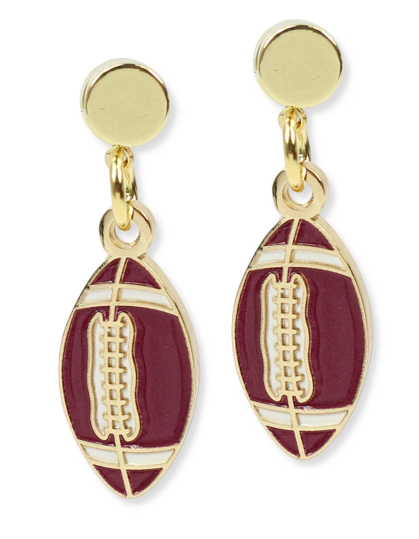 The Football Earring - Garnet sold by Bourbon and Bowties