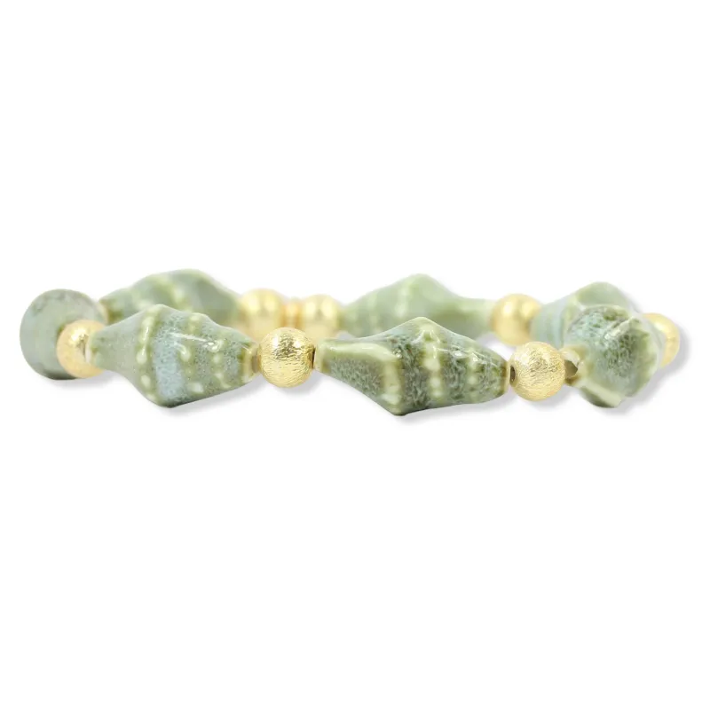Kendley Stretch Bracelet - Sea Mist Shell made by Bourbon and Bowties