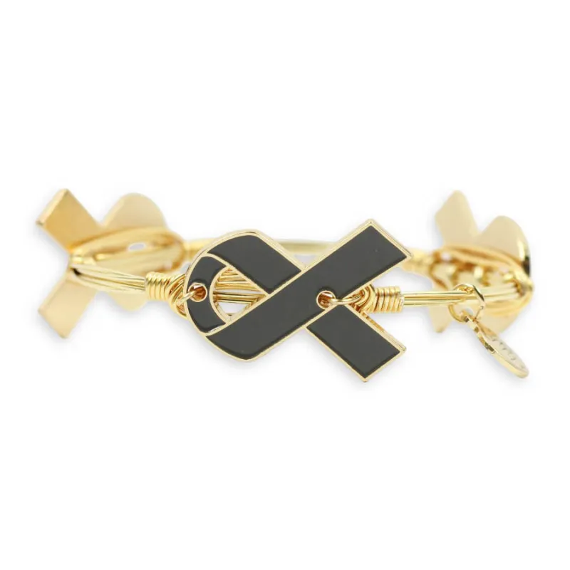 Awareness Ribbon Bangle Bracelet - Grey made by Bourbon and Bowties
