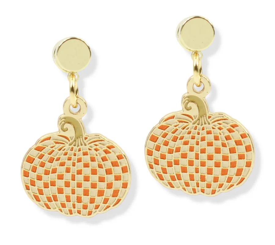 The Checkered Pumpkin Earring - Orange made by Bourbon and Bowties