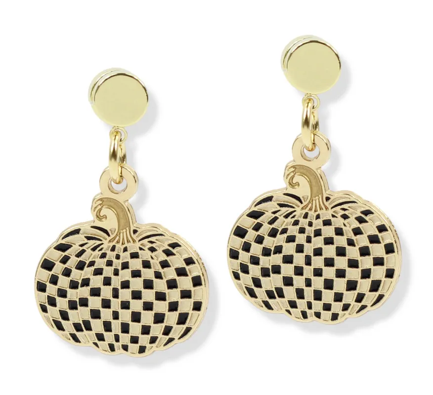 The Checkered Pumpkin Earring - Black made by Bourbon and Bowties