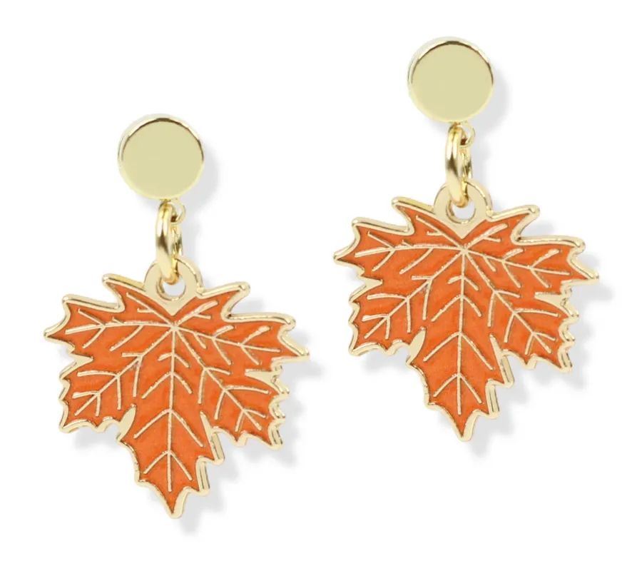 The Autumn Leaf Earring - Orange made by Bourbon and Bowties