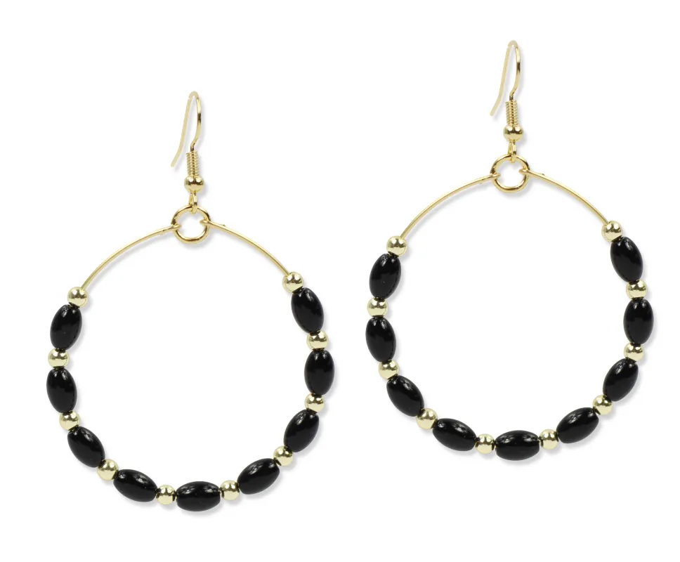 The Chloe Earring - Black Rice Bead made by Bourbon and Bowties