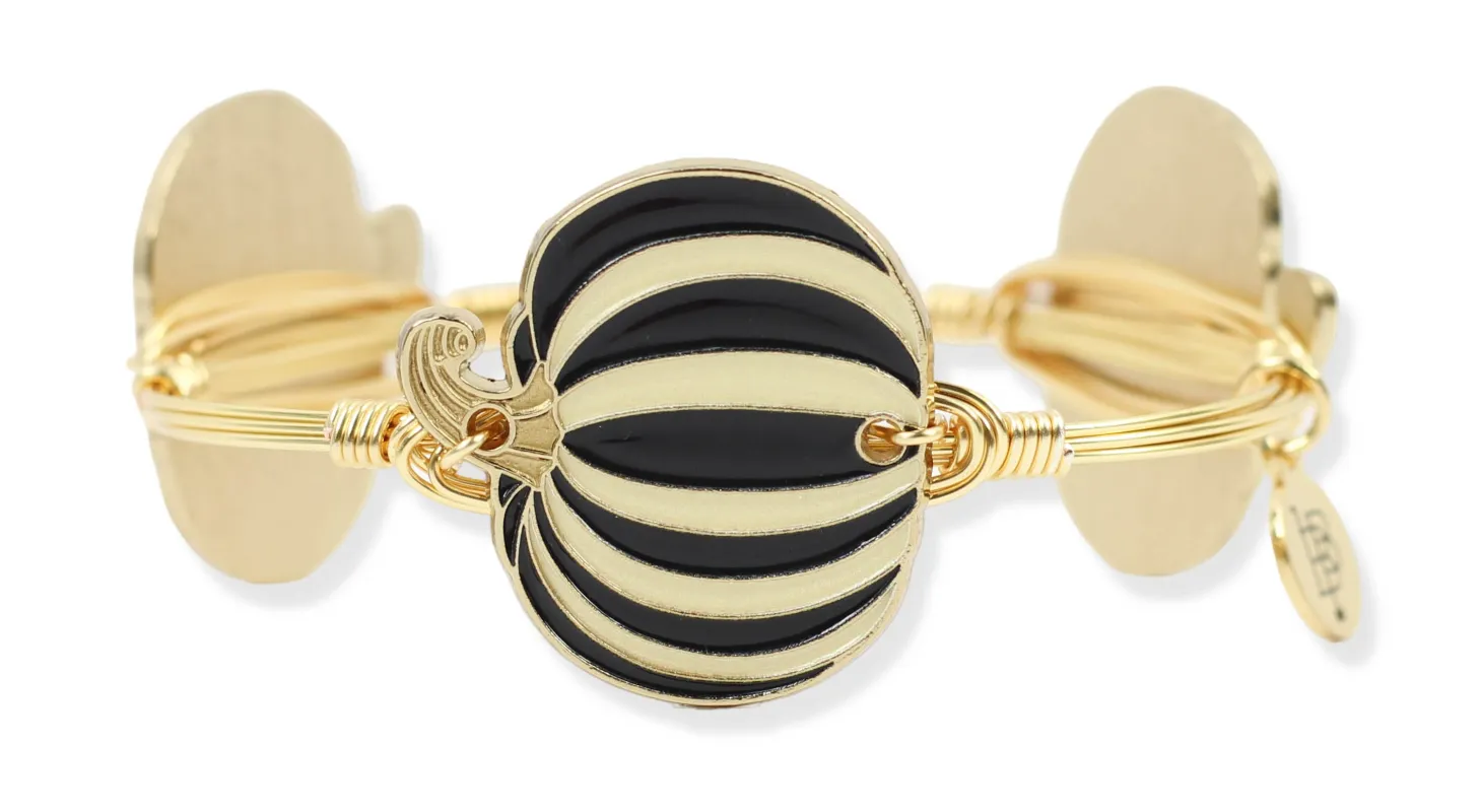 The Striped Pumpkin Bangle Bracelet - Black made by Bourbon and Bowties