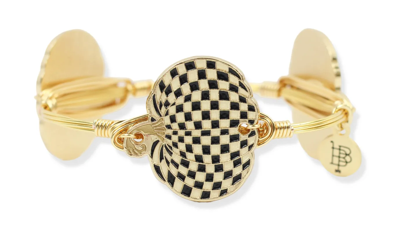 The Checkered Pumpkin Bangle Bracelet - Black made by Bourbon and Bowties