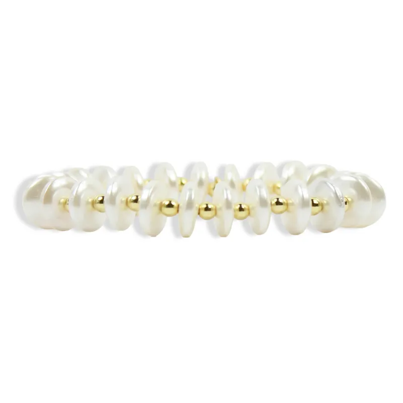 Kendley Stretch Bracelet - Pearl Slice made by Bourbon and Bowties