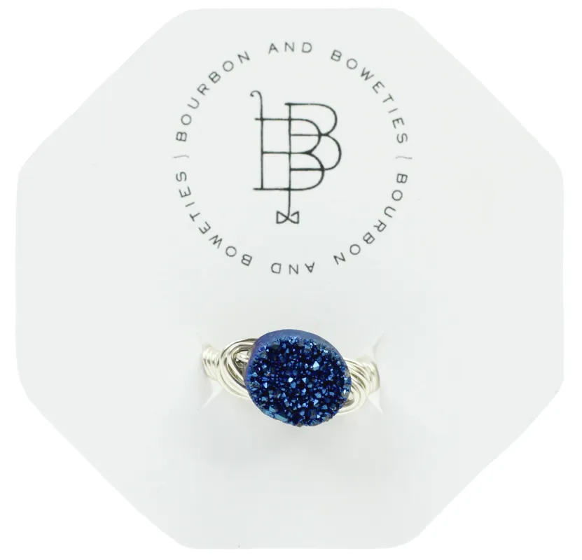 Blue Druzy Ring - Silver sold by Bourbon and Bowties