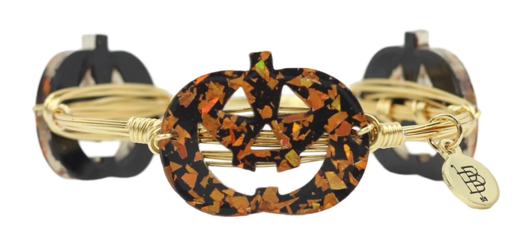The Jack-O-Lantern Bangle Bracelet - Black & Orange sold by Bourbon and Bowties