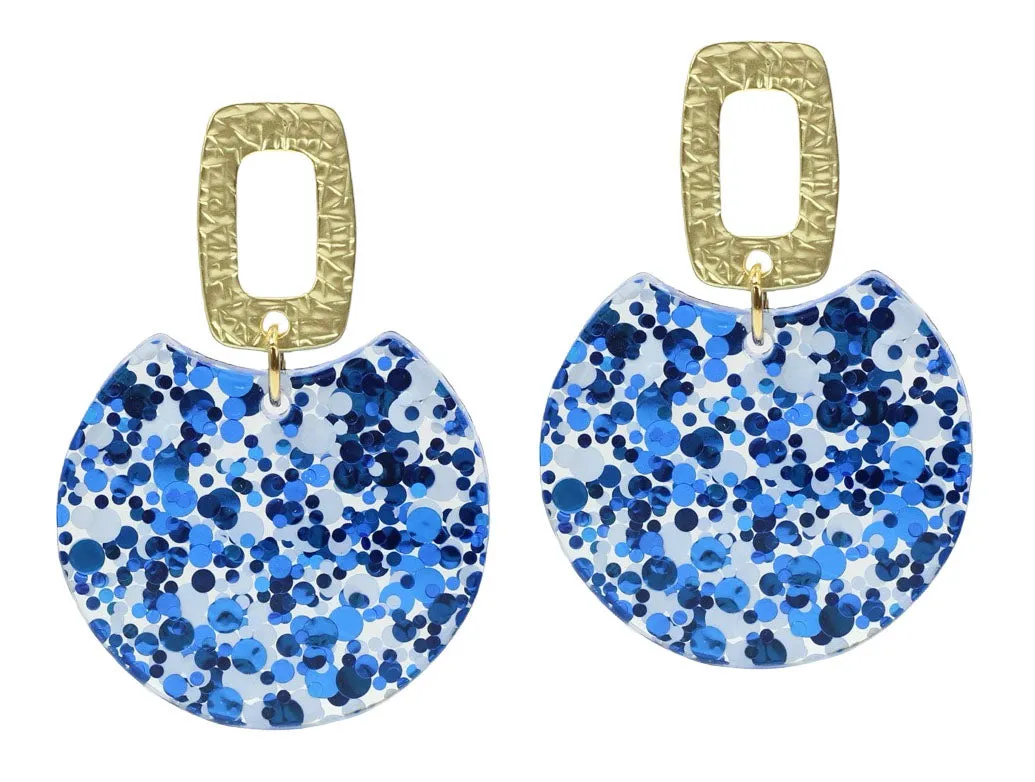 The Leighton Earring - Blue + White Glitter sold by Bourbon and Bowties