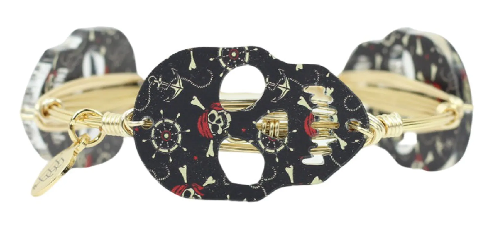 The Pirate Skull Bangle Bracelet sold by Bourbon and Bowties