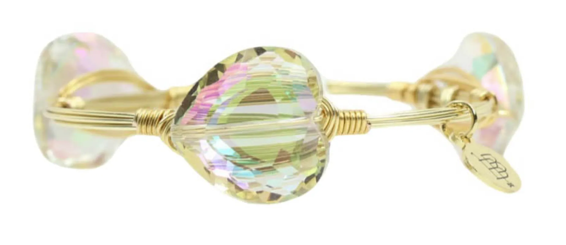 The Iridescent Heart Bangle Bracelet sold by Bourbon and Bowties