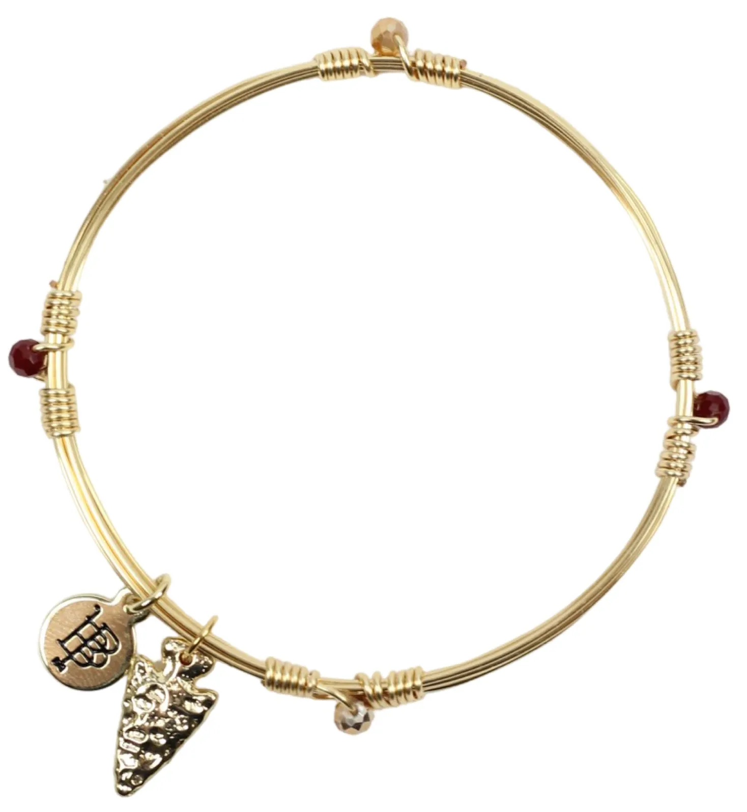 The Gameday Bangle - Garnet + Gold sold by Bourbon and Bowties