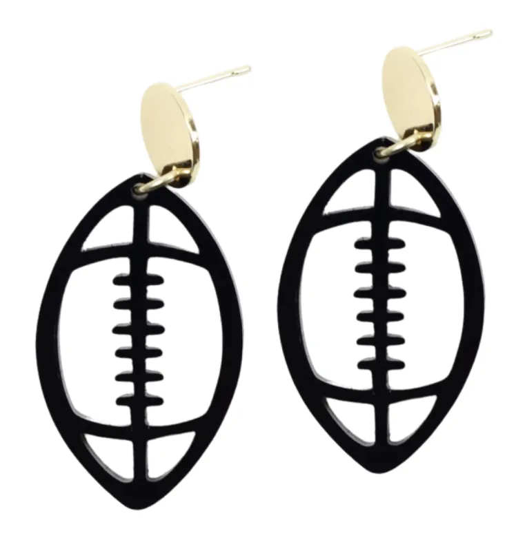 Acrylic Football Earring - Black sold by Bourbon and Bowties