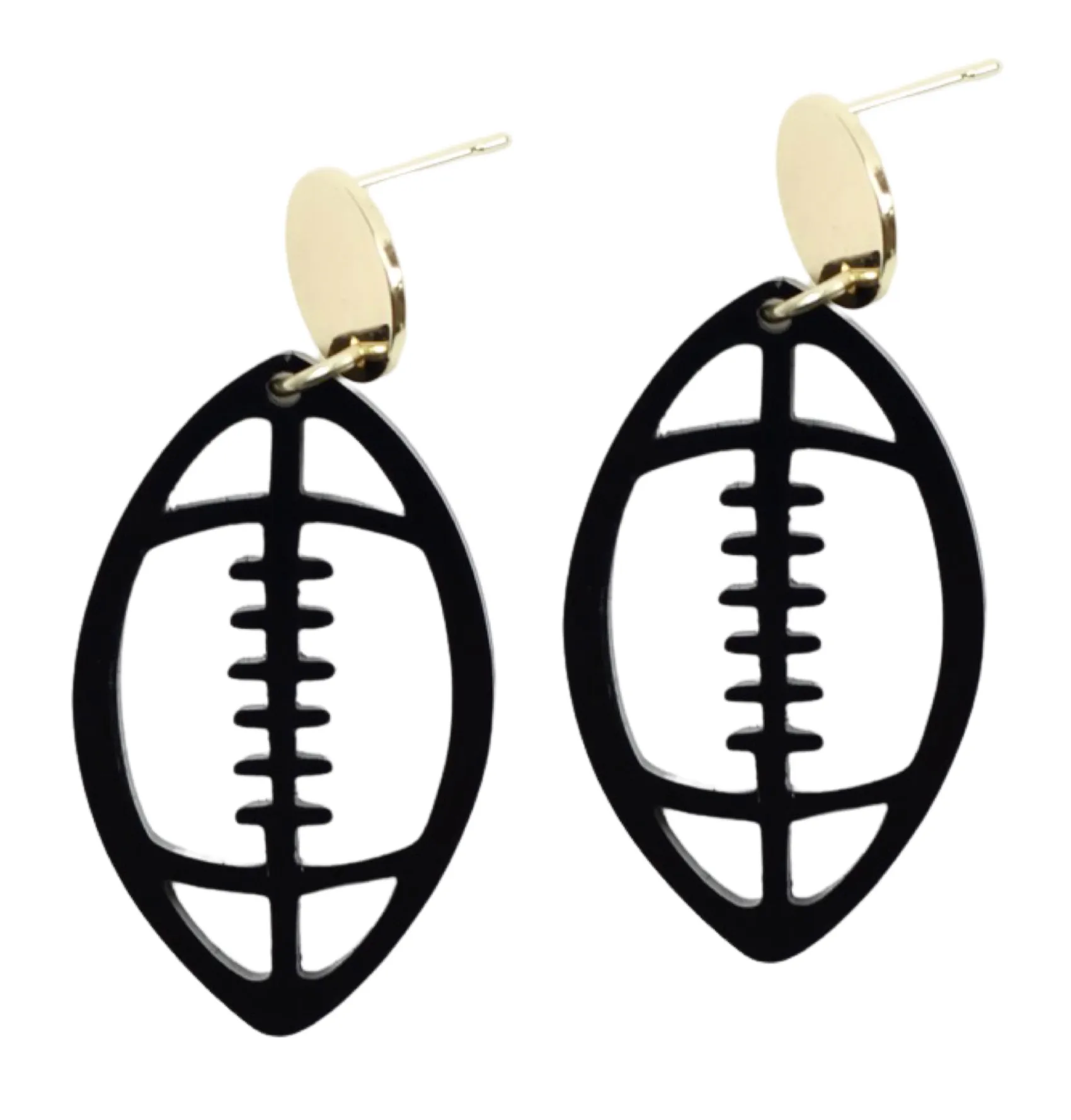 Acrylic Football Earring - Black sold by Bourbon and Bowties